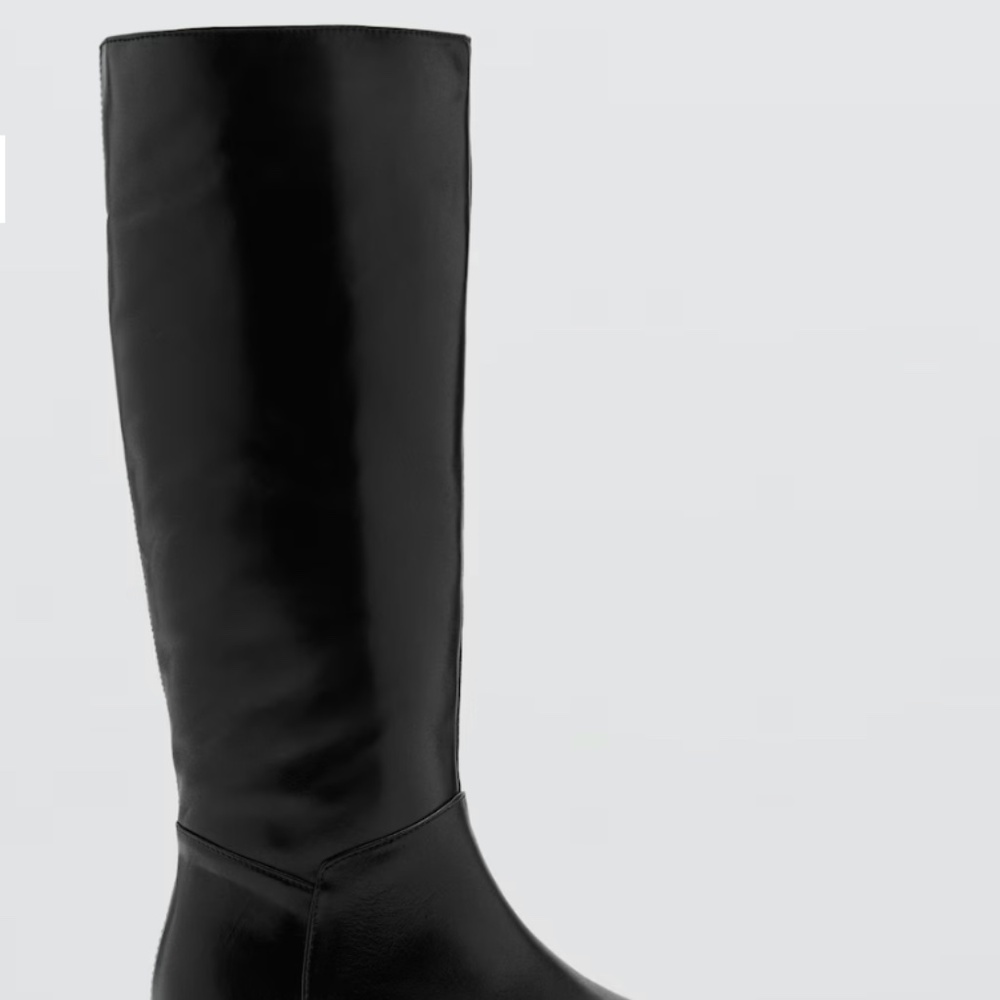 BNWT Mango Knee-High Leather Boots (Black) - Picture 2 of 8